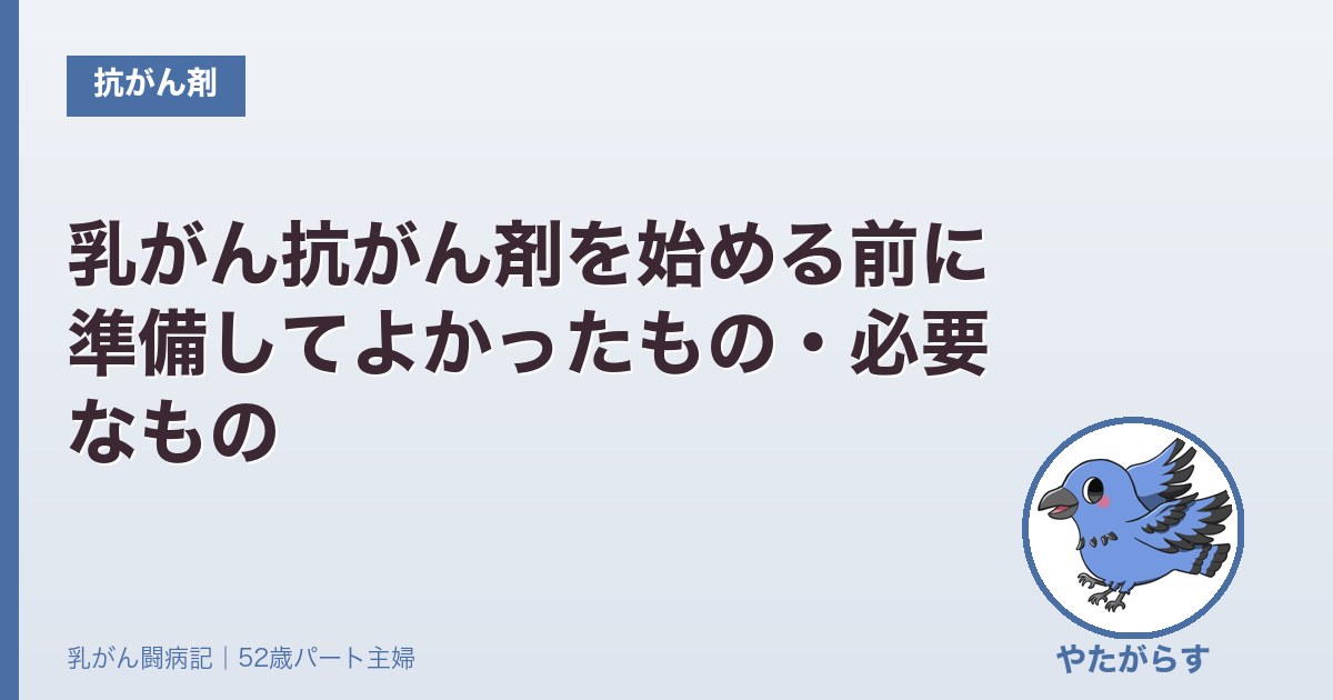 乳がん抗がん剤を始める前に準備してよかったもの・必要なもの